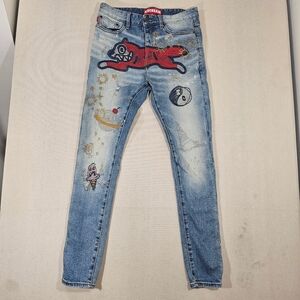 Billionaire Boys Club (BBC) IcecreamIcecream Red Logo Light Blue Denim Jeans 32